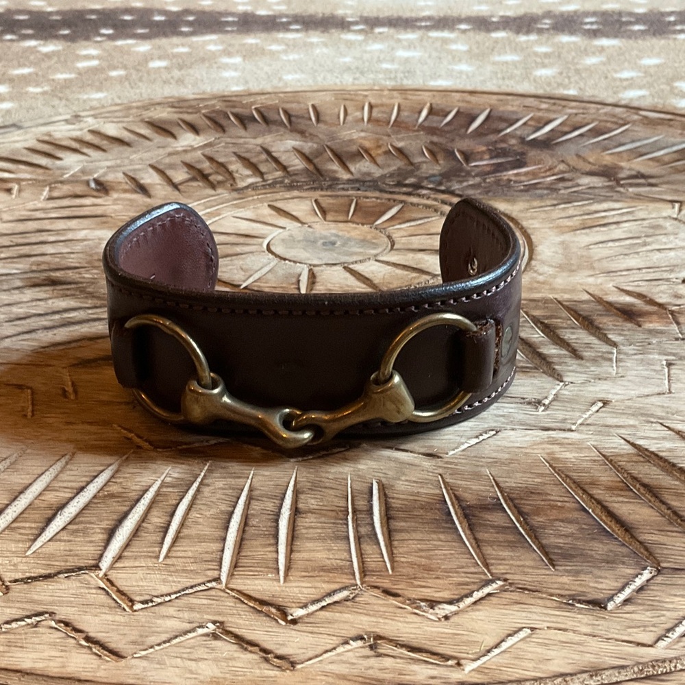 Rebecca Ray Snaffle Bit Leather Cuff Bracelet